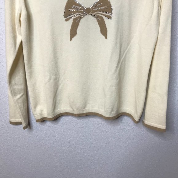 Weill Paris VINTAGE Cream/Tan Sequin Bow Sweater - Picture 4 of 11